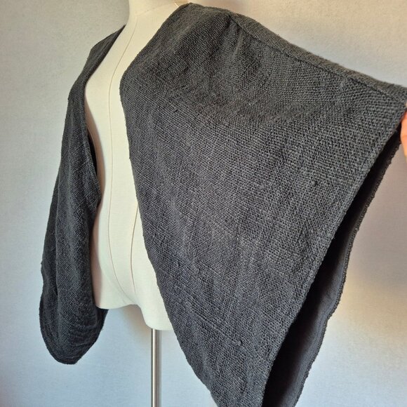 NWT Nomad The Label Bloom Kimono Sleeve Shrug Open Front Black Raw Cotton - Picture 3 of 16